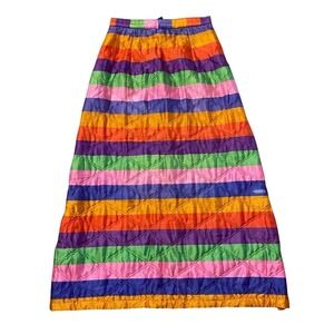 Vintage Rhapsody By Glazier Quilted Striped Maxi Skirt Small Medium Rainbow